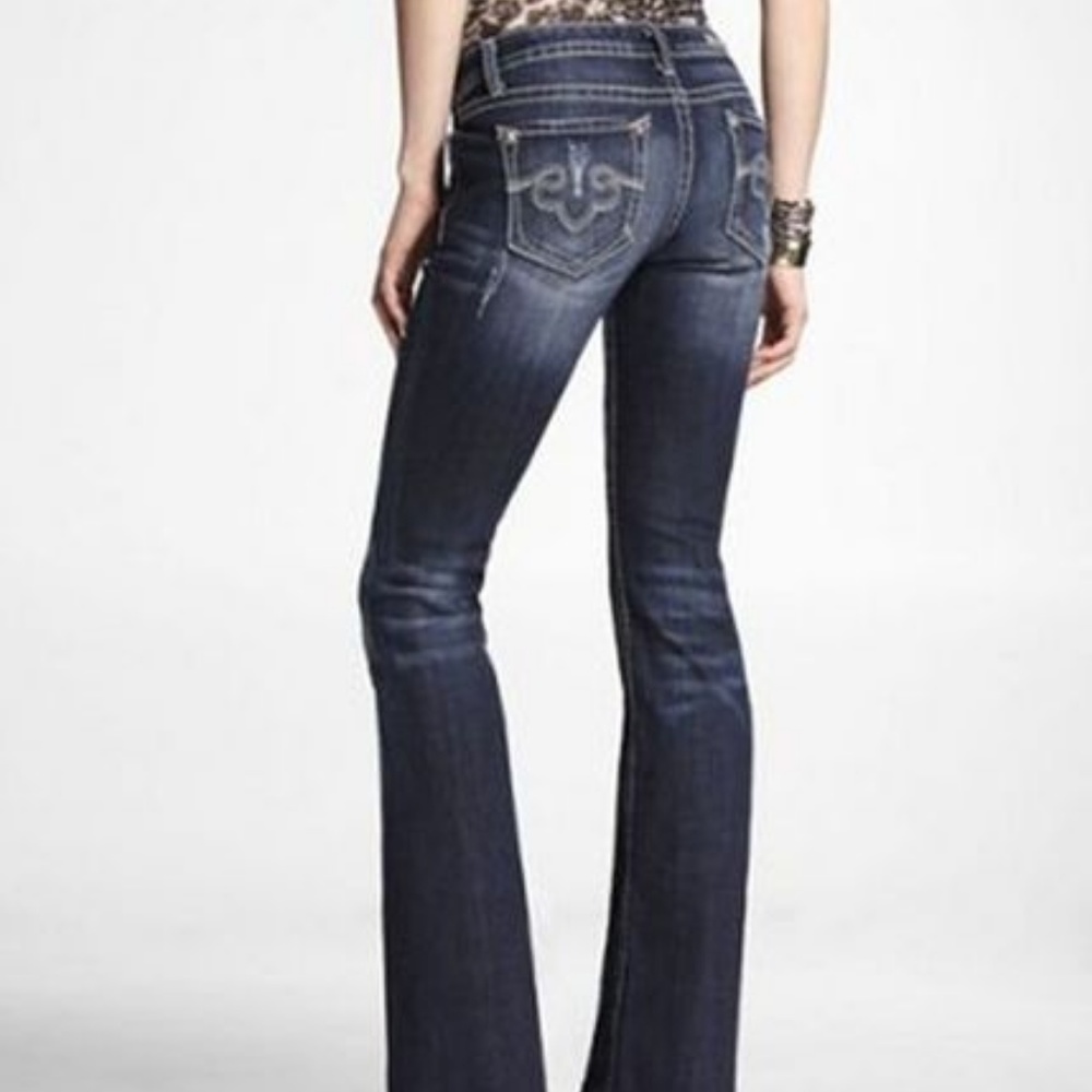 Jeans Rerock Distressed Boot Cut 27x30 Sz 2 Short